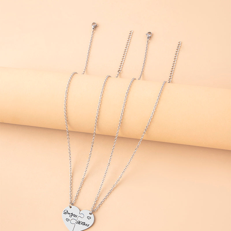 2 PCS Love Daughter Mother Puzzle Heart