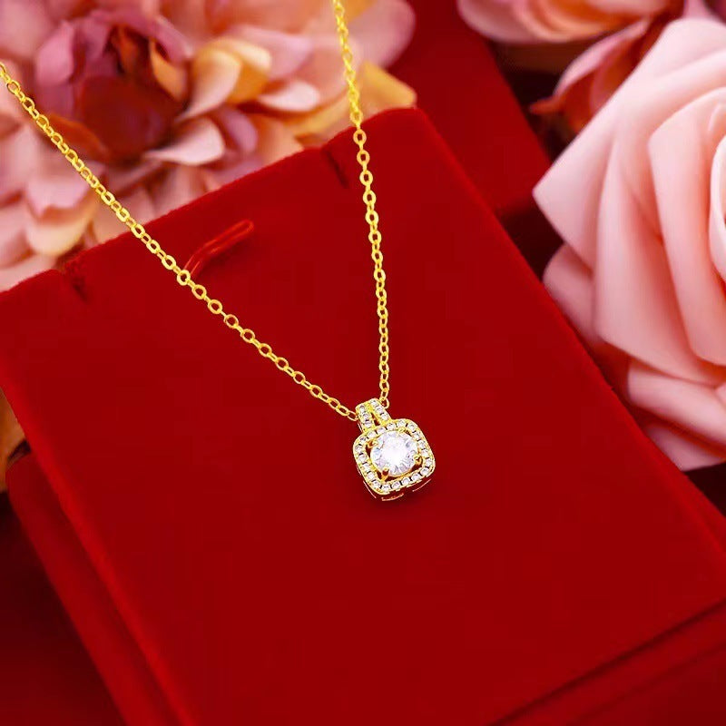 Zircon Gem Pendant Chain Choker Jewelry Set