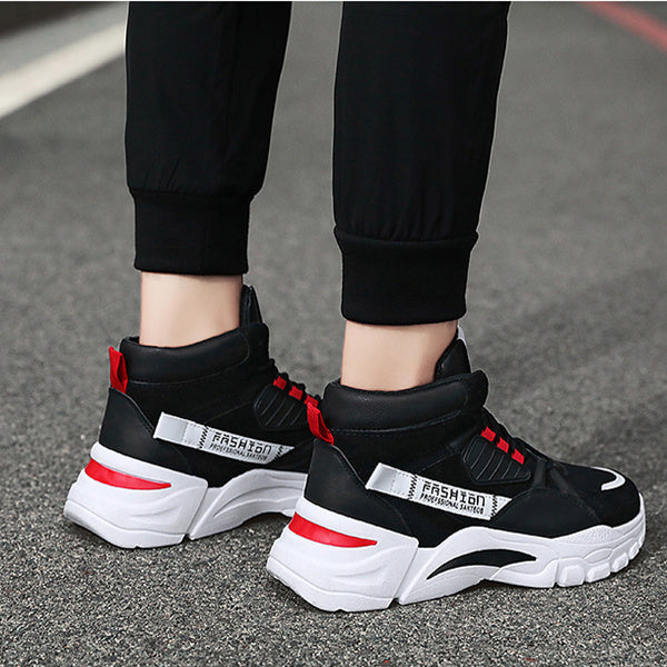 High-top Men's Lace-up Color-matching Sneakers