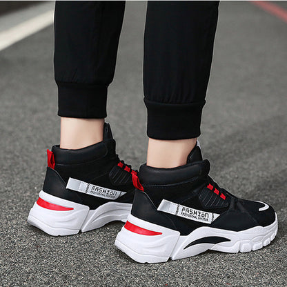 High-top Men's Lace-up Color-matching Sneakers