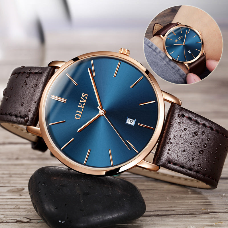 Men Luxury Leather Waterproof Watches