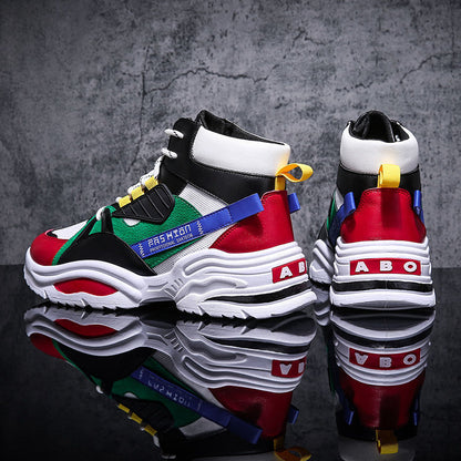 High-top Men's Lace-up Color-matching Sneakers