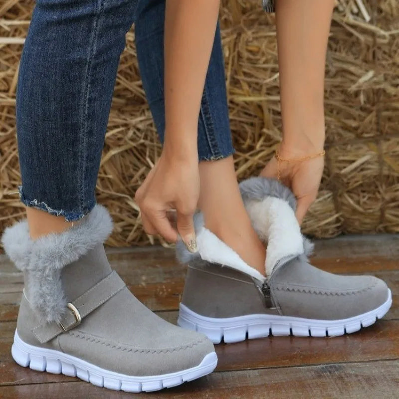 Winter Warm Thickened Solid Color Plush Ankle Boots