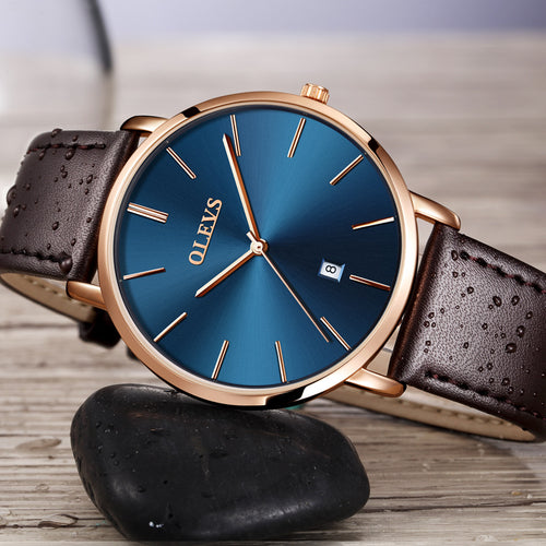 Men Luxury Leather Waterproof Watches