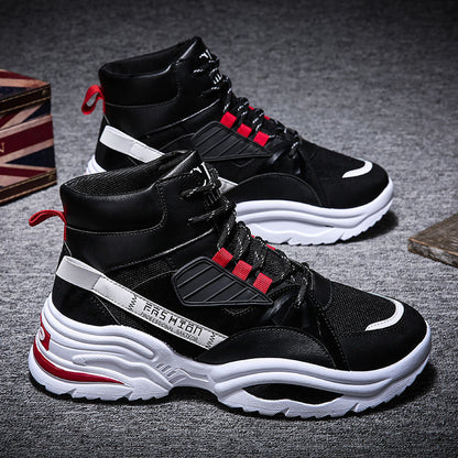 High-top Men's Lace-up Color-matching Sneakers