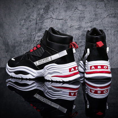 High-top Men's Lace-up Color-matching Sneakers