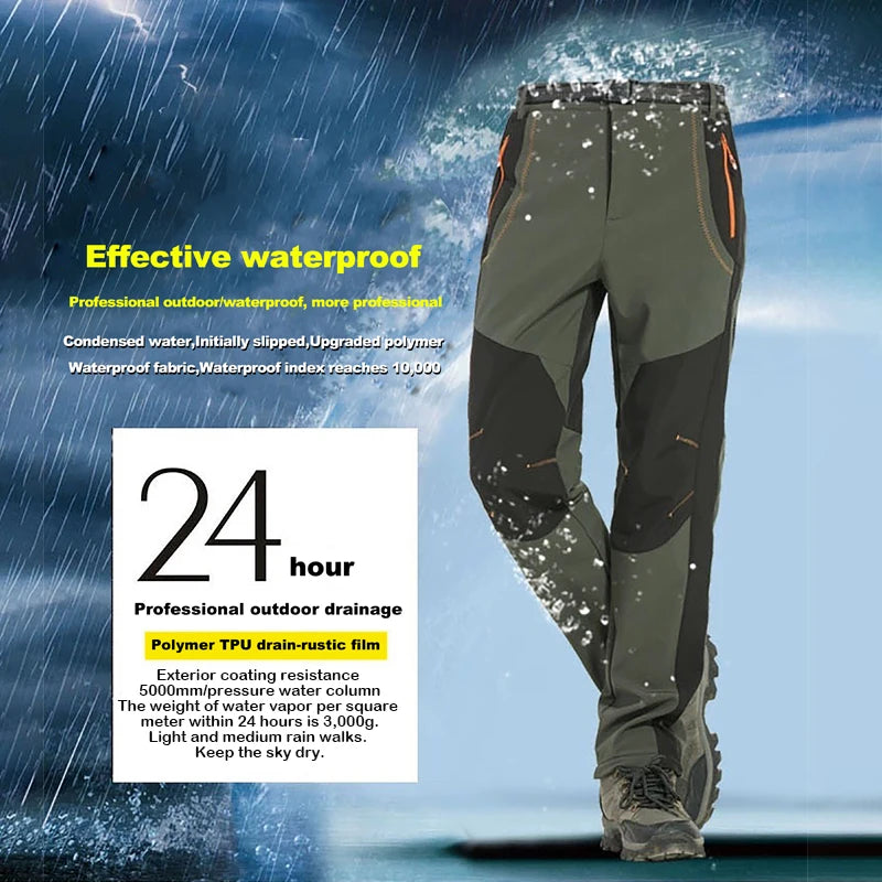 Thick Warm Fleece Waterproof Hiking  Pants