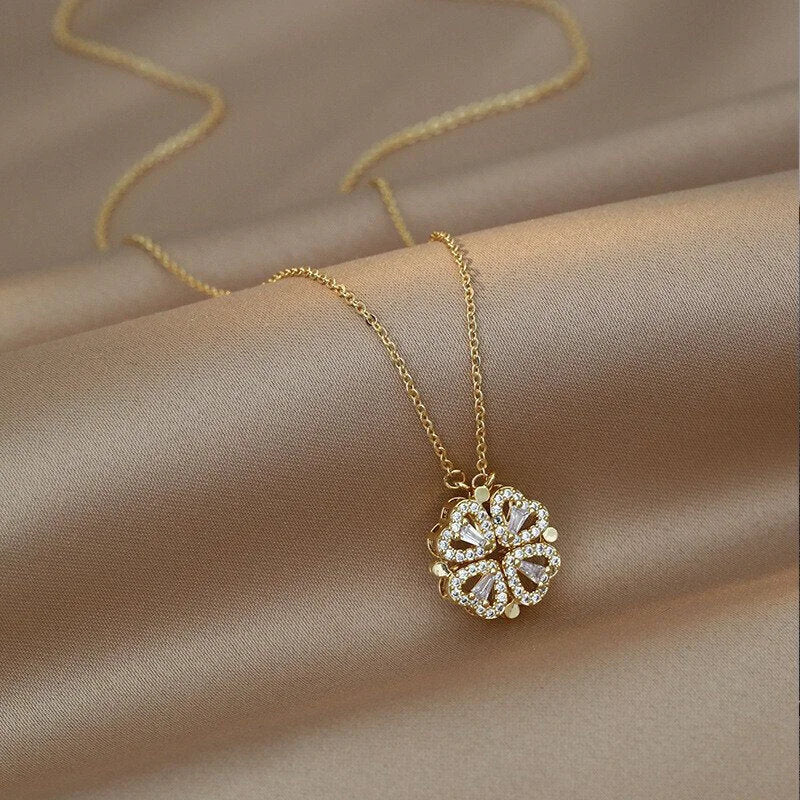 Four Leaf Clover Necklace with Roses