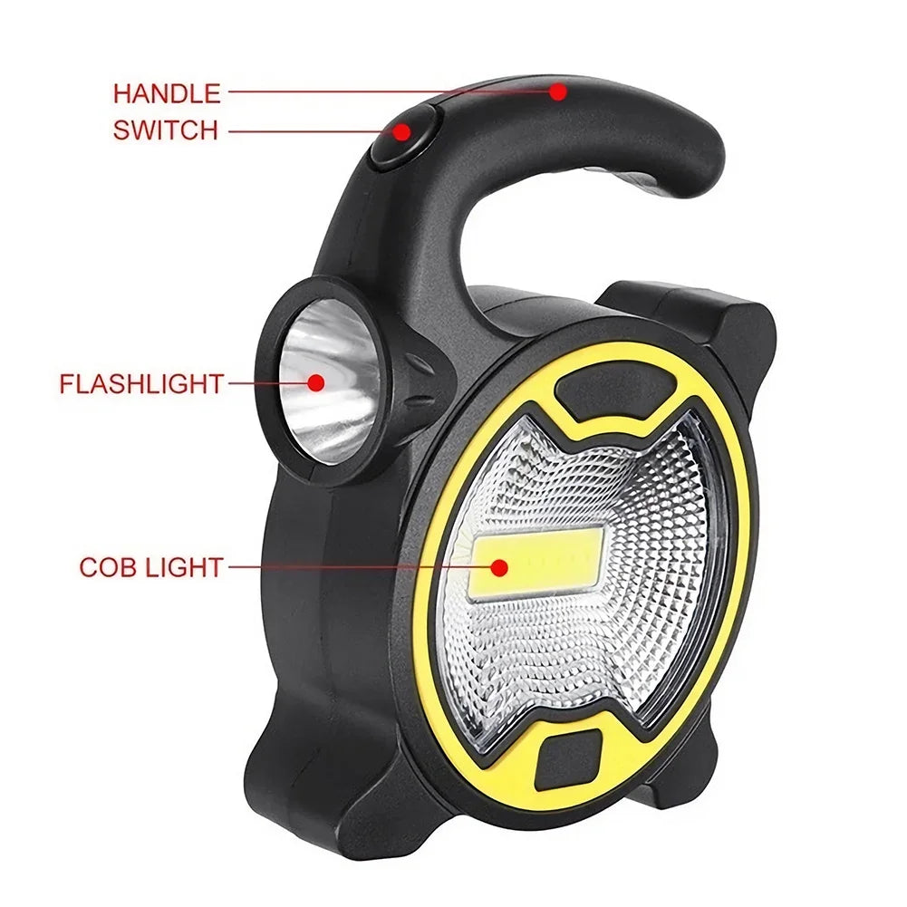 LED Powered Handheld Lantern COB Super Bright Flashlight Outdoor