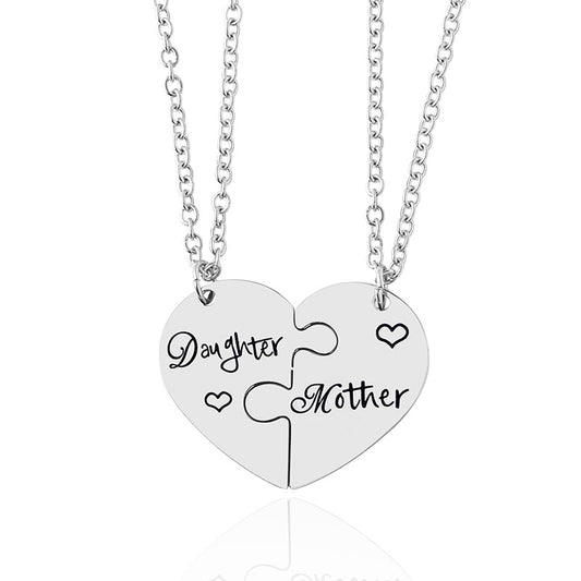 2 PCS Love Daughter Mother Puzzle Heart
