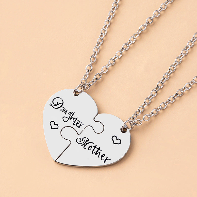 2 PCS Love Daughter Mother Puzzle Heart