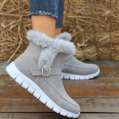 Winter Warm Thickened Solid Color Plush Ankle Boots